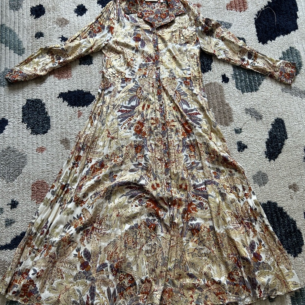 Soft Surroundings Autumn Floral Long Sleeve Dress